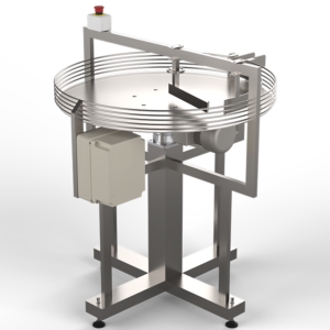 Coveser rotary accumulation table at end of packaging line